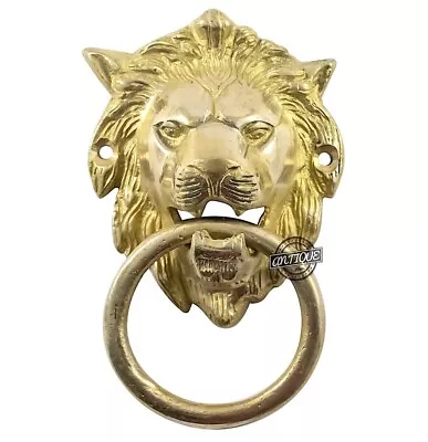 Lion Head Door Knocker Vintage Shiny Brass Home Gate Door Bell Hanging Home Gift • $40