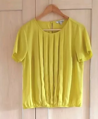 Ladies Mustard Yellow Green Lightweight Top Blouse Shirt Debenhams Size 12 P  • £4.99