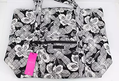 Vera Bradley Cotton Miller Tote Bag Large Black White Bedford Blooms 22163 • $59.49