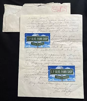 Elvis Secretarial Autograph Letter Mailed From Graceland / 1960 / Army / Memphis • $125