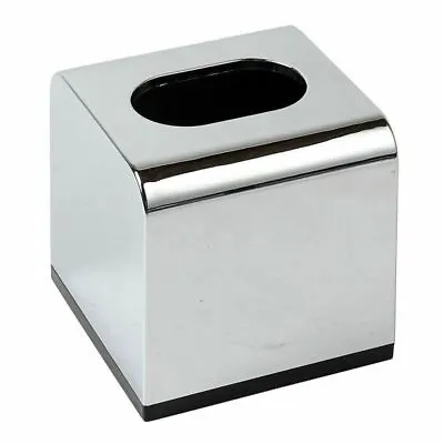 £9.95 • Buy Rounded Cube Tissue Box - Chrome Plated Plastic Paper Cover Holder Concord 12cm
