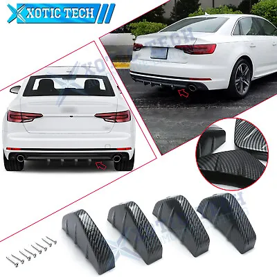 4x Carbon Fiber Pattern Shark Fin Rear Bumper Fin Splitter For Audi A4 A3 A5 A6 • $19.81