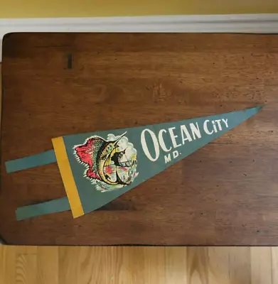 Vintage Ocean City MD Maryland Felt Pennant Souvenir '60s Or '70s • $19.50