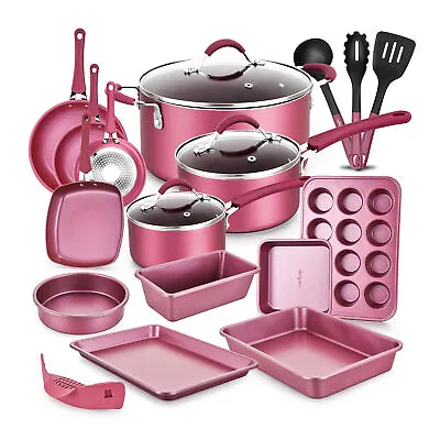$171.99 • Buy NutriChef Nonstick Cooking Kitchen Cookware Pots And Pans, 20 Piece Set, Pink