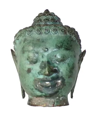 Decorative Antique Life Size Burmese Bronze Buddha Head Rare Original 26 Cm H • £250