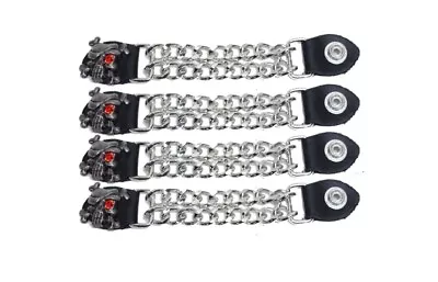 Leather/Chain Vest Extender Pirate Skull (4 Set) Motorcycle Biker-Free Shipping • $29.99