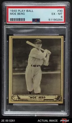 1940 Play Ball #30 Moe Berg Red Sox PSA 6 - EX/MT • $1090