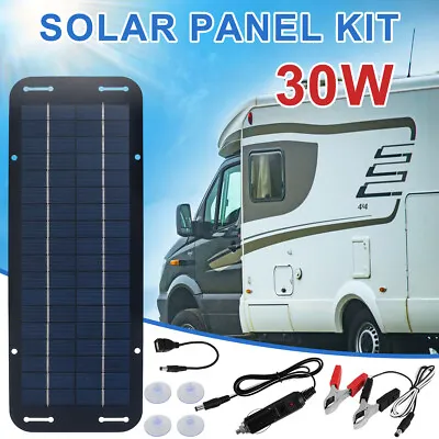 30W Solar Panel 12V Trickle Charge Battery Charger For Maintainer Marine RV Car • $26.99