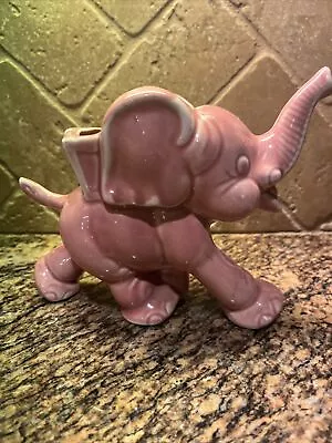 Vintage Pink Elephant Planter With Trunk Up Lucky Pink Elephant Pottery Planter • $25.95