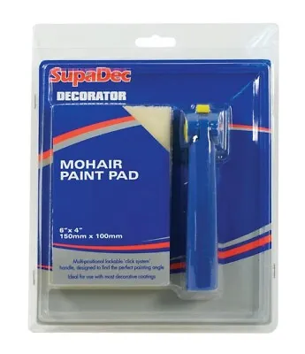 SupaDec Decorator Mohair Paint Pad With Handle 6  X 4  /150mm X 100mm • £7.99