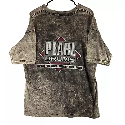 Vintage Pearl Drums Shirt XL Mens Acid Wash Black 90s Single Stitch 3D Graphic • $49.35