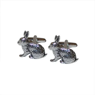 English Made Rabbit Pewter CUFFLINKS Mens Accessory Birthday Present Gift Box • $24.49