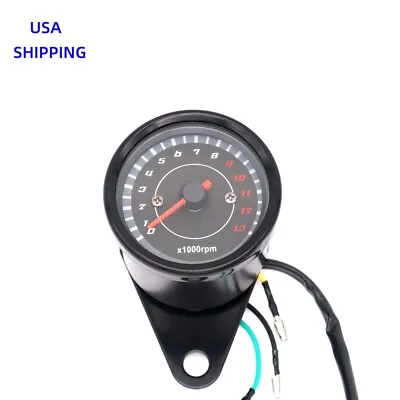 Motorcycle Speed Tachometer Gauge 0-13000RPM For Cafe Racers Chopper Bobber Blak • $17.85