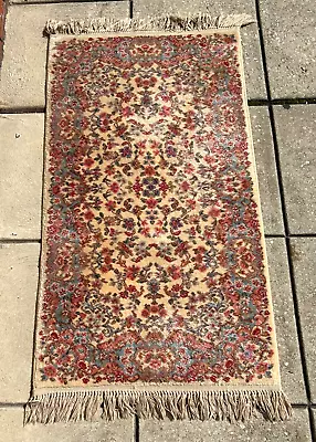 Vintage Karastan Wool Rug Ivory Floral Kirman 788 Pattern 2' 10  X 5' • $299