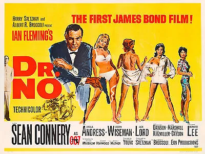 Home Wall Art Print - Vintage Movie Film Poster- DR NO JAMES BOND 2 -A4A3A2A1 • £19.99