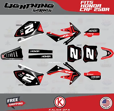 Graphics Kit For Honda CRF250R (2004-2009) CRF 250R Lightning Series - Red • $126.99