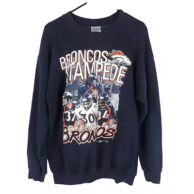 Vintage Denver Broncos Sweatshirt Unisex Adult Size Large Blue • $26