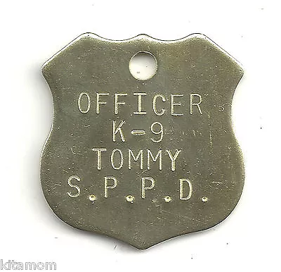 Small Brass Badge Police Law K9 Sheriff Shield Dog Pet ID Tag • $4.99