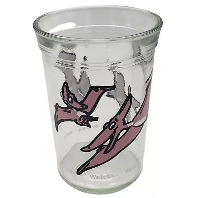 Welch's Pterodactyl Pink Dinosaur Dino Jelly Jar Drinking Glass 1988 Vintage • $9.99