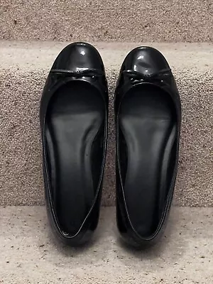 M&S Footglove Black Faux Patent Ballet Pump Style Shoes - Size UK 5.5 • £9.99