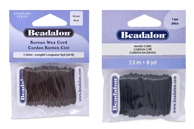 Beadalon® Waxed Cord Braided Dacron® Fiber 7m/8yd * Choose Color • $5.75