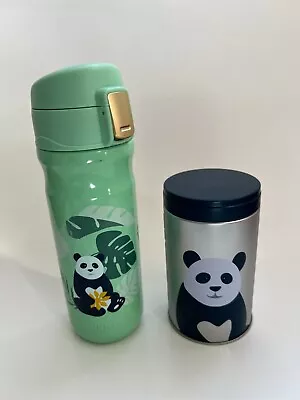 David's Tea Panda Thermos Tumbler Travel Mug Tea Infuser With Lock & Tea Tin • $55