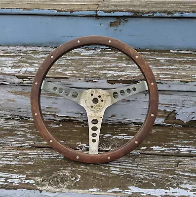 VTG The 500 Superior Performance Products Wooden Steering Wheel Brown Flat • $124.99