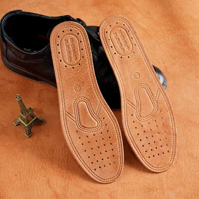1 Pair Cowhide Insoles For Shoes Men Comfortable Deodorant Casual Leather Insole • $3.23