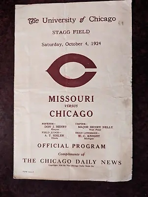 1924 Missouri Tigers Vs University Of Chicago Football Stagg Field • $95