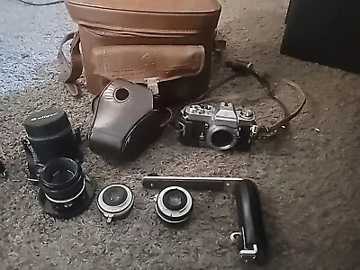 Exc Nikon Nikkormat EL Chrome 50mm Lens With Brown Leather Nikon Case And More • $89.99