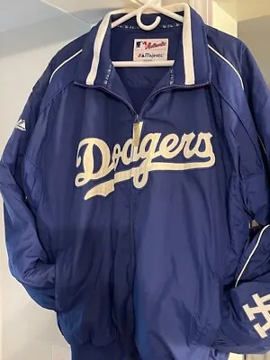 Los Angeles Dodgers MLB Blue Majestic Fleece Lined Dugout Jacket Men's XL • $239