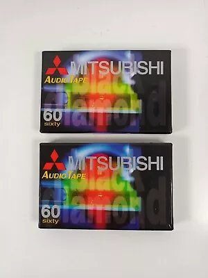 2 X MITSUBISHI C60 60 Minutes Blank Audio Media Recording Cassette Tapes **NEW** • £6.99