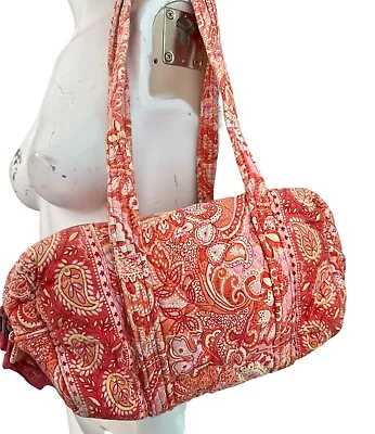 Vera Bradley Small Duffel Shoulder Bag Pink Orange Paisley Floral Purse USA Vtg • $19.54