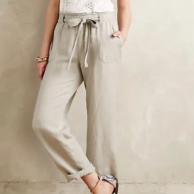 Anthropologie Cartonnier Linen Blend Paperbag Trousers Size XS • $13.99