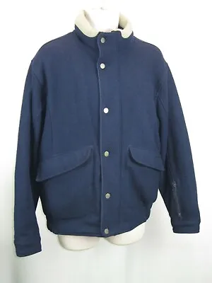 Vtg WOOLRICH Wool Navy Blue Bomber  Sports Outdoor Jacket Coat Mens Med USA • $73.04