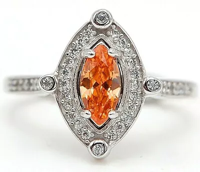 1CT Padparadscha Sapphire & Topaz 925 Sterling Silver Ring Sz 7 NB2-7 • $31.99