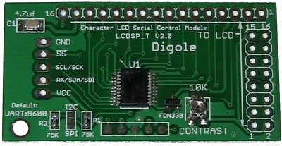 Serial:UART/I2C/SPI Adapter For 1602/1604/2002/2004/4002 LCD In Arduino/AVR/PIC • $6.29
