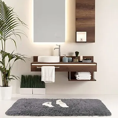 Thick Fluffy Bath Mats Non-Slip Shaggy Bathroom Rugs Water Absorbent Door Mats • £5.49