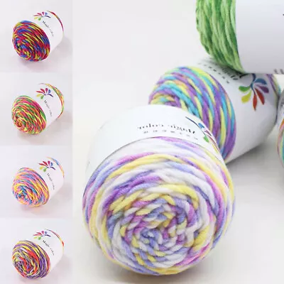 $4.39 • Buy 50g/Ball Rainbow Milk Cotton Yarn 8 Ply Gradient DIY Hand Knitting Crochet Yarns