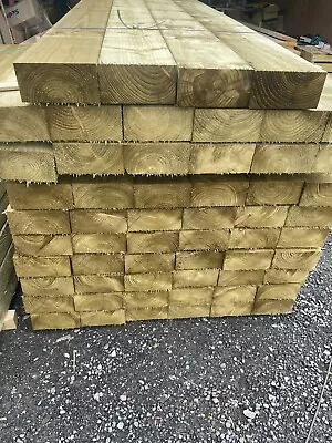 NEW TREATED TIMBER GARDEN RAILWAY SLEEPERS 2.4M ECO GREEN Delivery Available • £22