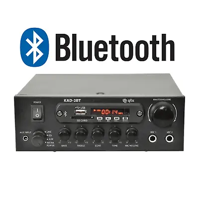 QTX Bluetooth HiFi Stereo Amplifier 2 X 55W FM USB Aux Mic Desktop Mini Amp • £56.95