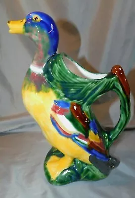 Portugal Majolica Mallard Duck Pitcher 10 5/8  X 9  Spout To Handle Diagonally • $89