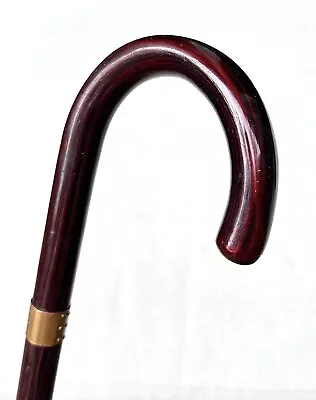 Vintage Antique 1956 Masonic Lodge Cherry Wood Crook Handle Walking Stick Cane • $199.20