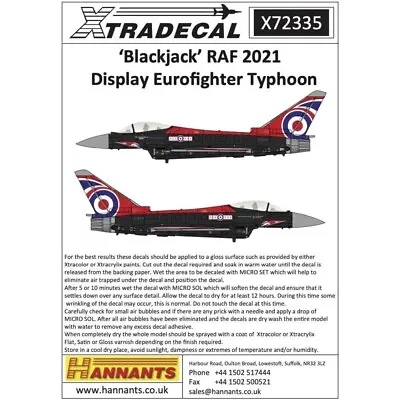 1:72 'Blackjack' RAF 2021 Display Eurofighter Typhoon Decals X72335 Xtradecal • £11.99