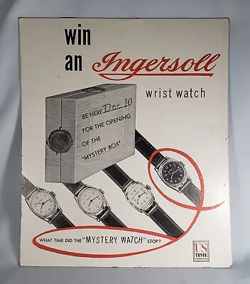 Vintage Win An Ingersoll Wrist Watch Cardboard Advertising Store Display Poster • $79.99