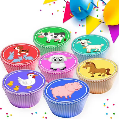 Cute Farm Animals Edible Cupcake Toppers  Decorations Cc7840 • £2.99