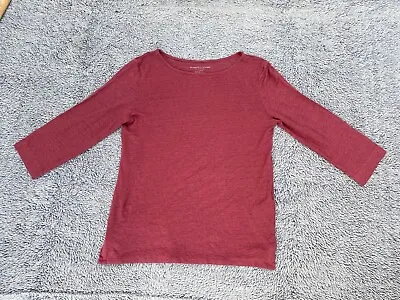 Majestic Filatures Womens Size 2 Red Linen 3/4 Sleeve Scoop Neck Pullover Top • $38.98