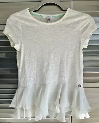 Matilda Jane 435 Tween Girls Size 12 Top Tee Ivory Ruffles Summer Pretty • $4.99