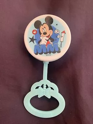 Disney Mickey Mouse Light Blue Baby Rattle BPA Free Whistle Loose No Box • $1.50