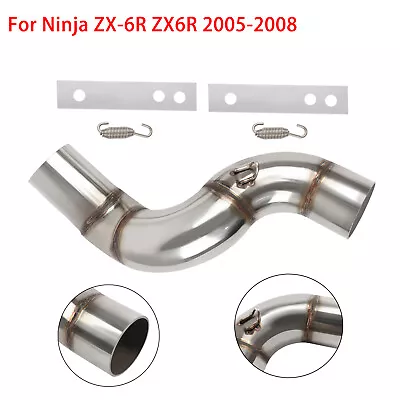 Motorcycle Link Pipe Slip On Middle Tube For Kawasaki Ninja ZX-6R ZX6R 2005-2008 • $48